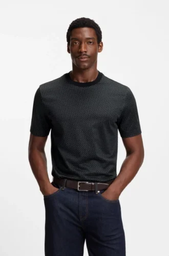 Mercerised-cotton T-shirt with two-tone monograms