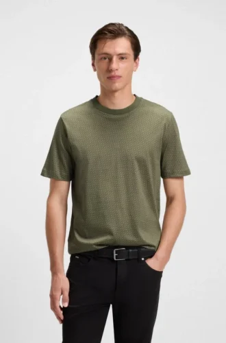 Mercerised-cotton T-shirt with two-tone monograms