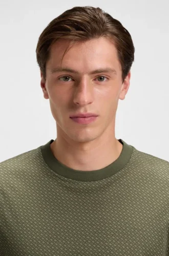 Mercerised-cotton T-shirt with two-tone monograms