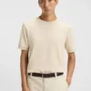 Mercerised-cotton T-shirt with two-tone structure
