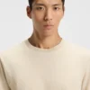 Mercerised-cotton T-shirt with two-tone structure