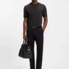 Mercerised-cotton T-shirt with two-tone structure