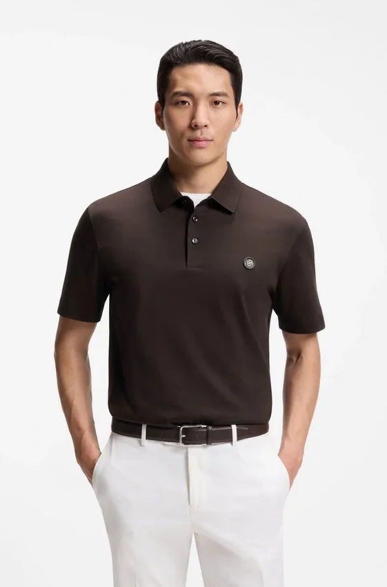 Mercerized-cotton polo shirt with Double B monogram Mercerized-cotton polo shirt with Double B monogram