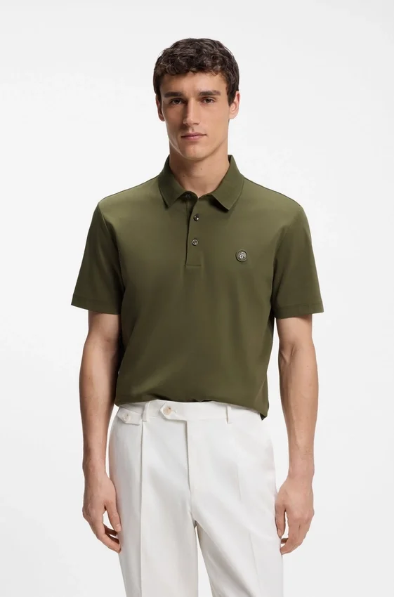Mercerized-cotton polo shirt with Double B monogram Mercerized-cotton polo shirt with Double B monogram