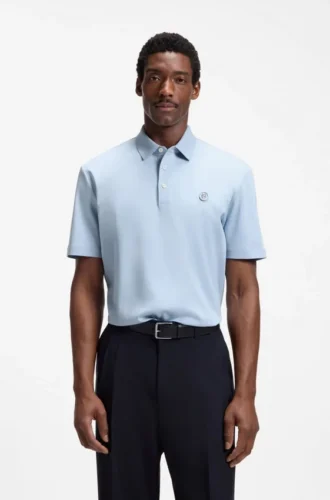 Mercerized-cotton polo shirt with Double B monogram
