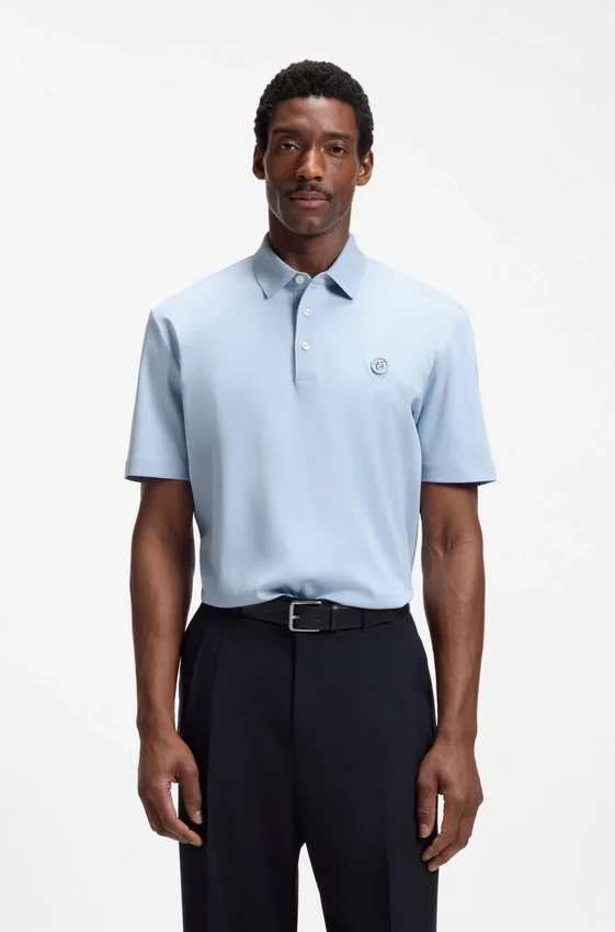 Mercerized-cotton polo shirt with Double B monogram Mercerized-cotton polo shirt with Double B monogram