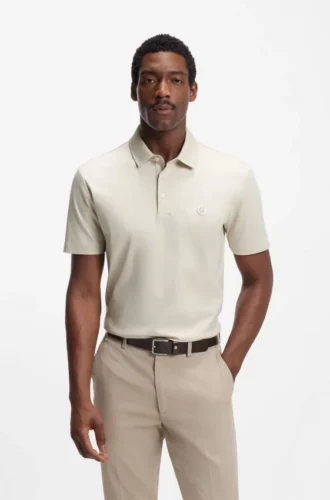 Mercerized-cotton polo shirt with Double B monogram