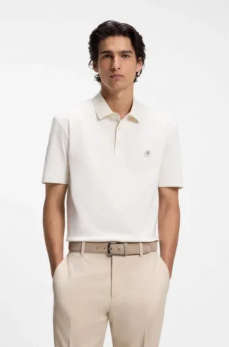 Mercerized-cotton polo shirt with Double B monogram