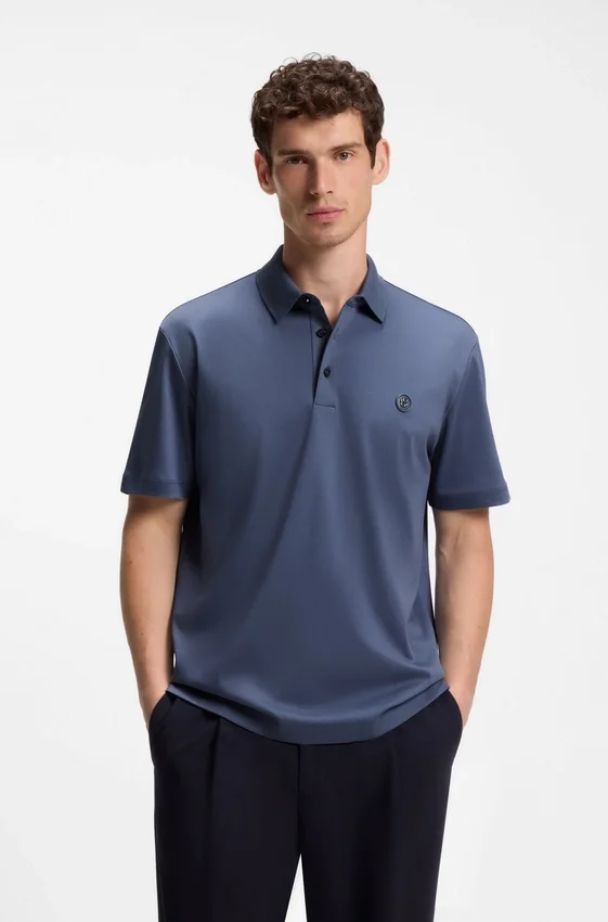 Mercerized-cotton polo shirt with Double B monogram Mercerized-cotton polo shirt with Double B monogram