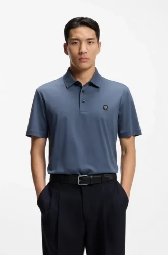 Mercerized-cotton polo shirt with Double B monogram