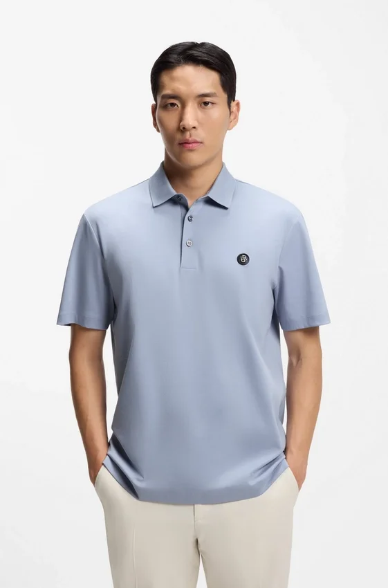 Mercerized-cotton polo shirt with Double B monogram Mercerized-cotton polo shirt with Double B monogram