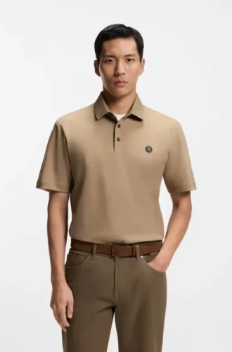 Mercerized-cotton polo shirt with Double B monogram