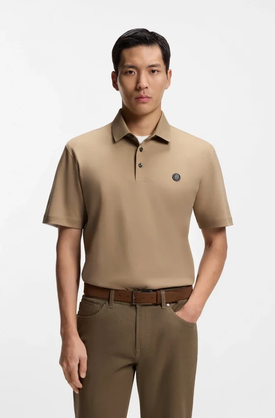 Mercerized-cotton polo shirt with Double B monogram Mercerized-cotton polo shirt with Double B monogram