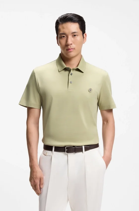 Mercerized-cotton polo shirt with Double B monogram Mercerized-cotton polo shirt with Double B monogram