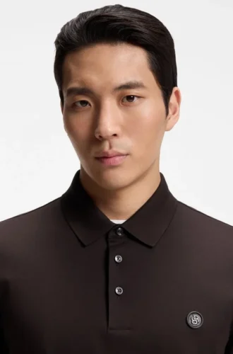 Mercerized-cotton polo shirt with Double B monogram