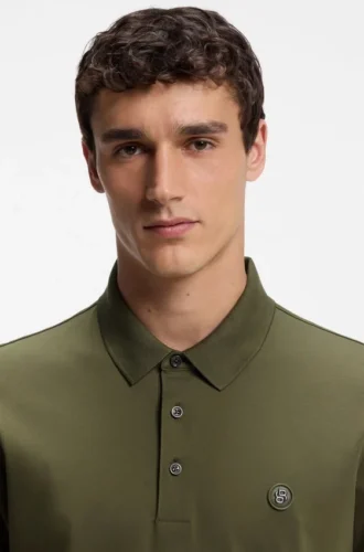 Mercerized-cotton polo shirt with Double B monogram