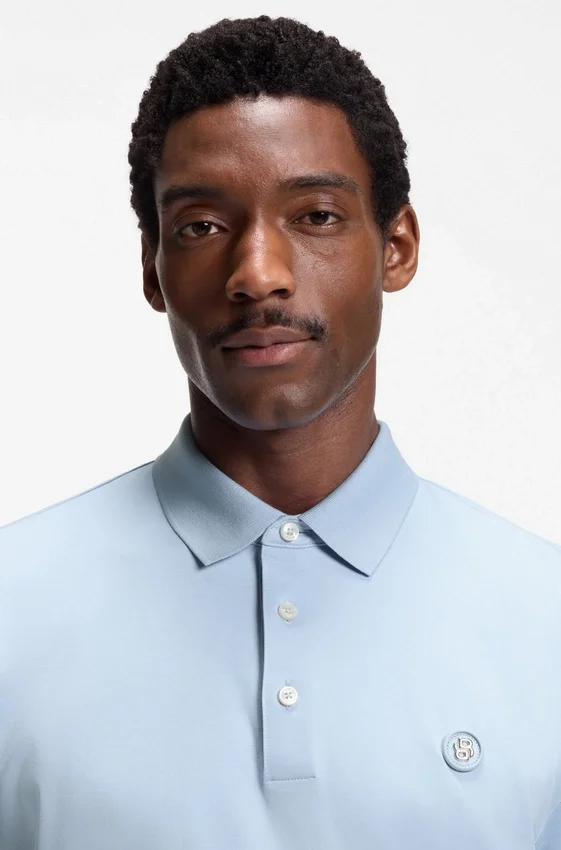 Mercerized-cotton polo shirt with Double B monogram Mercerized-cotton polo shirt with Double B monogram