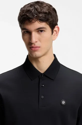 Mercerized-cotton polo shirt with Double B monogram