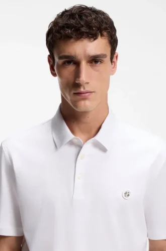 Mercerized-cotton polo shirt with Double B monogram