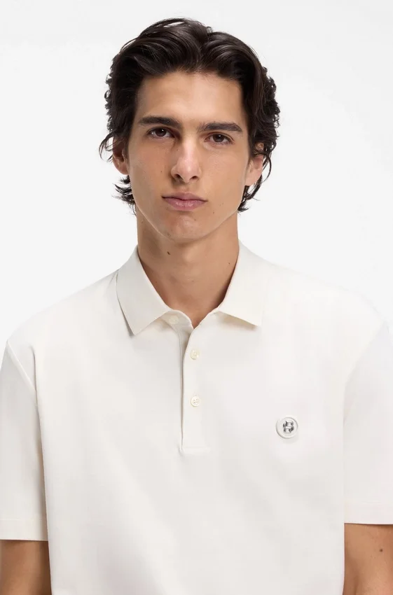 Mercerized-cotton polo shirt with Double B monogram Mercerized-cotton polo shirt with Double B monogram
