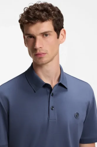Mercerized-cotton polo shirt with Double B monogram