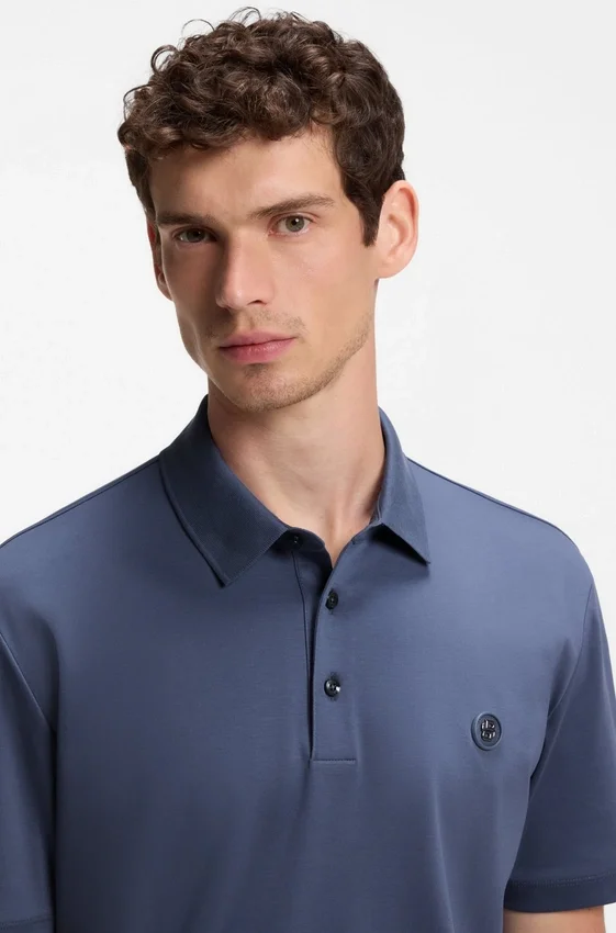 Mercerized-cotton polo shirt with Double B monogram Mercerized-cotton polo shirt with Double B monogram