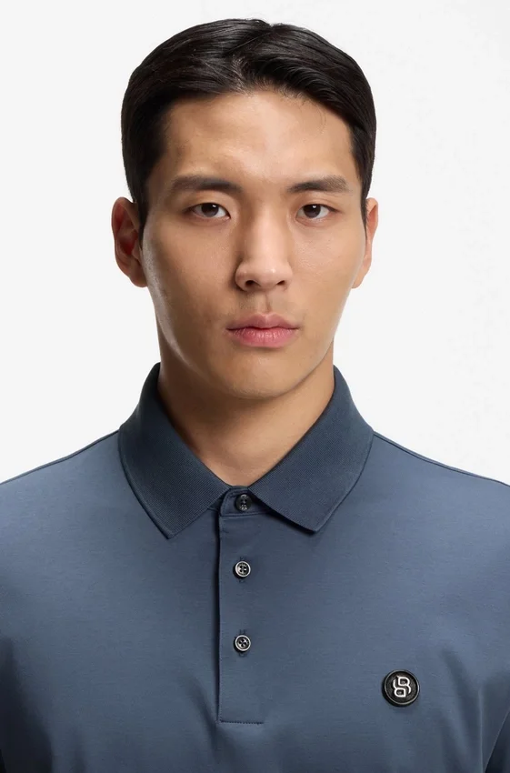 Mercerized-cotton polo shirt with Double B monogram Mercerized-cotton polo shirt with Double B monogram