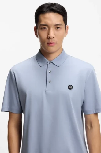 Mercerized-cotton polo shirt with Double B monogram