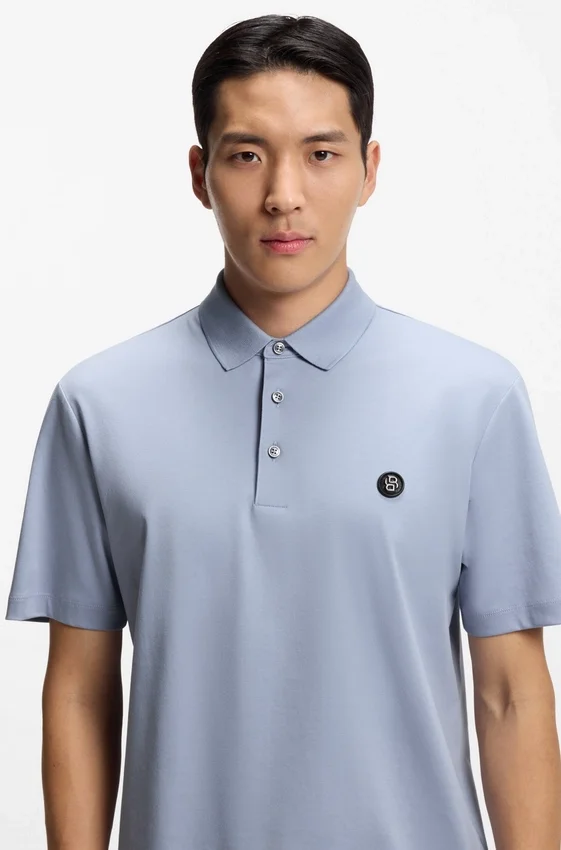Mercerized-cotton polo shirt with Double B monogram Mercerized-cotton polo shirt with Double B monogram
