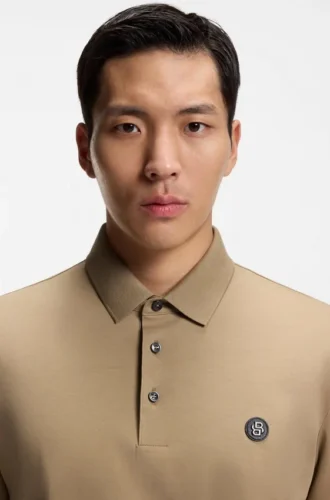 Mercerized-cotton polo shirt with Double B monogram