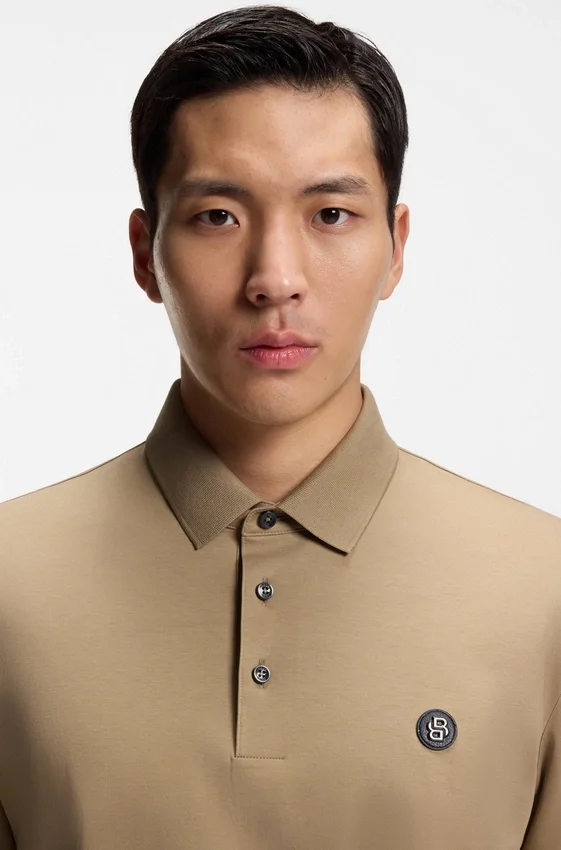 Mercerized-cotton polo shirt with Double B monogram Mercerized-cotton polo shirt with Double B monogram