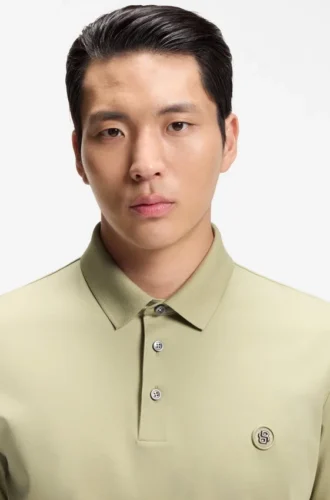 Mercerized-cotton polo shirt with Double B monogram