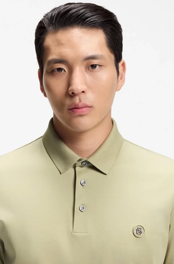 Mercerized-cotton polo shirt with Double B monogram Mercerized-cotton polo shirt with Double B monogram