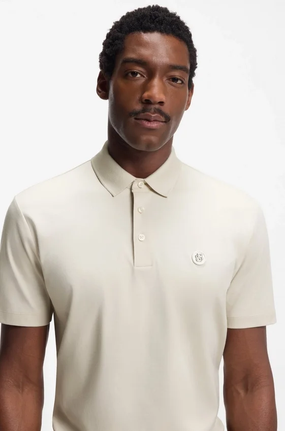 Mercerized-cotton polo shirt with Double B monogram Mercerized-cotton polo shirt with Double B monogram