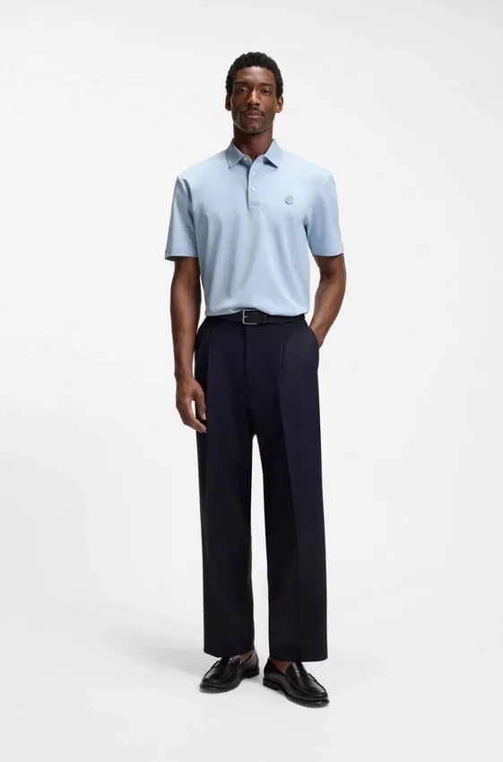 Mercerized-cotton polo shirt with Double B monogram Mercerized-cotton polo shirt with Double B monogram