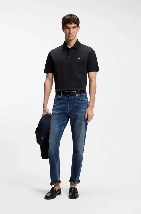 Mercerized-cotton polo shirt with Double B monogram Mercerized-cotton polo shirt with Double B monogram