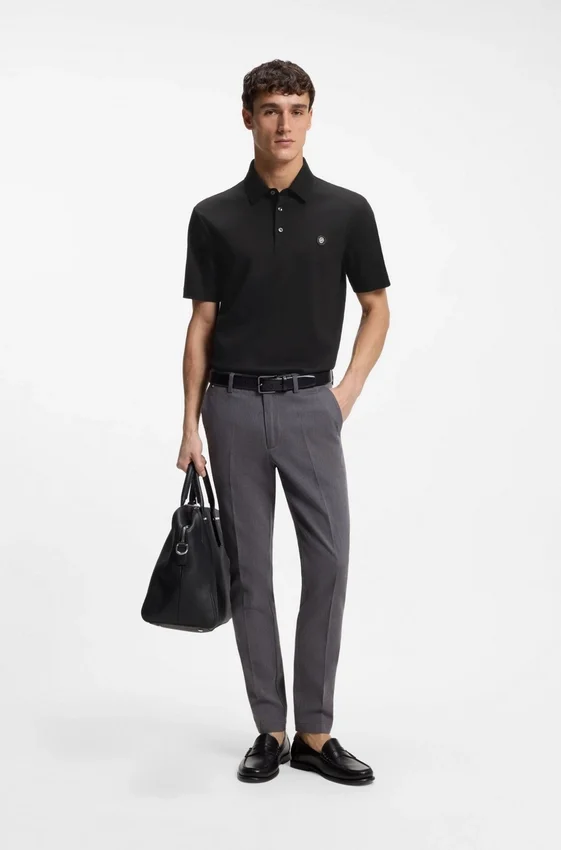 Mercerized-cotton polo shirt with Double B monogram Mercerized-cotton polo shirt with Double B monogram