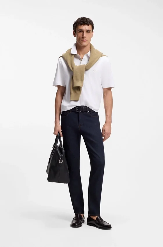 Mercerized-cotton polo shirt with Double B monogram Mercerized-cotton polo shirt with Double B monogram