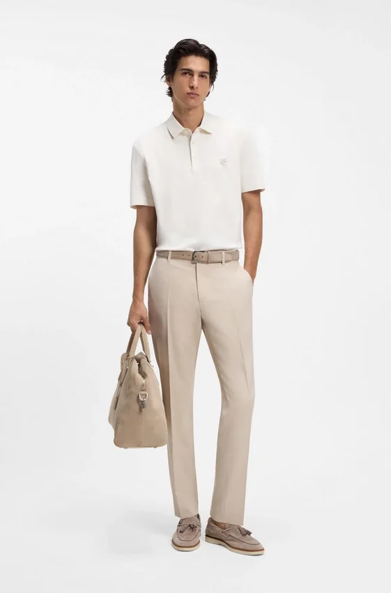 Mercerized-cotton polo shirt with Double B monogram Mercerized-cotton polo shirt with Double B monogram