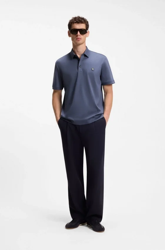Mercerized-cotton polo shirt with Double B monogram Mercerized-cotton polo shirt with Double B monogram