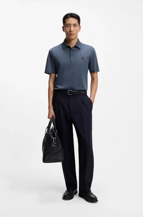 Mercerized-cotton polo shirt with Double B monogram Mercerized-cotton polo shirt with Double B monogram