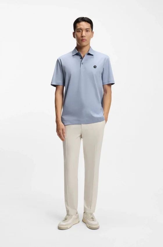 Mercerized-cotton polo shirt with Double B monogram Mercerized-cotton polo shirt with Double B monogram
