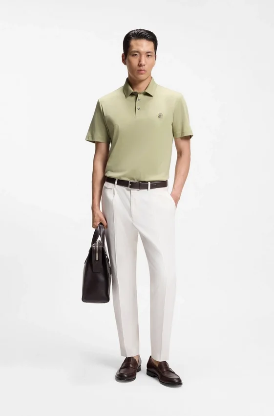 Mercerized-cotton polo shirt with Double B monogram Mercerized-cotton polo shirt with Double B monogram