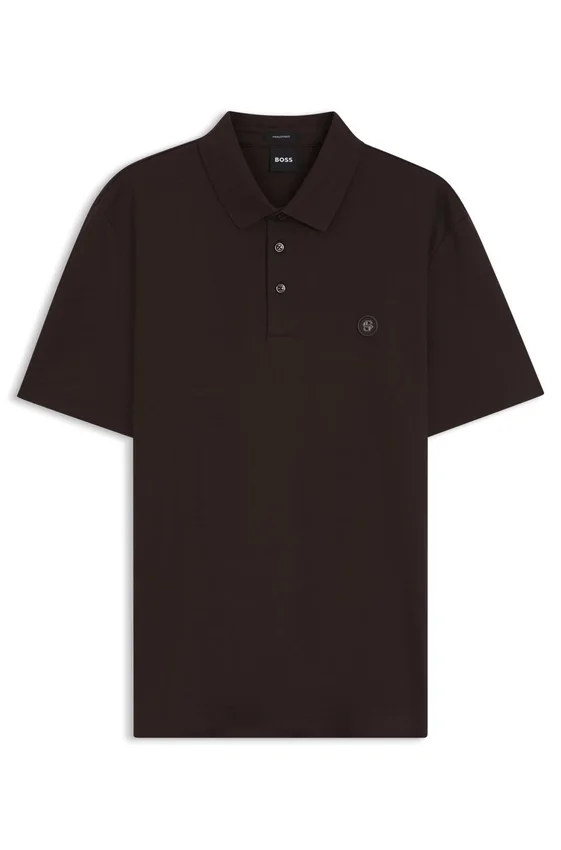 Mercerized-cotton polo shirt with Double B monogram Mercerized-cotton polo shirt with Double B monogram