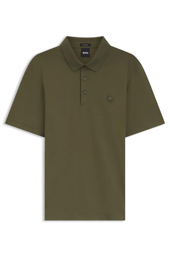 Mercerized-cotton polo shirt with Double B monogram Mercerized-cotton polo shirt with Double B monogram