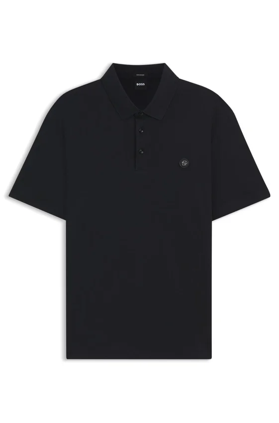 Mercerized-cotton polo shirt with Double B monogram Mercerized-cotton polo shirt with Double B monogram