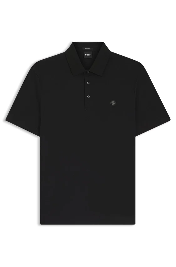 Mercerized-cotton polo shirt with Double B monogram Mercerized-cotton polo shirt with Double B monogram