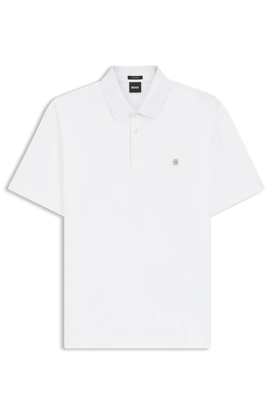Mercerized-cotton polo shirt with Double B monogram Mercerized-cotton polo shirt with Double B monogram