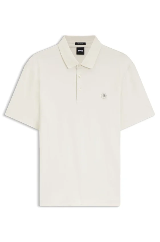 Mercerized-cotton polo shirt with Double B monogram Mercerized-cotton polo shirt with Double B monogram