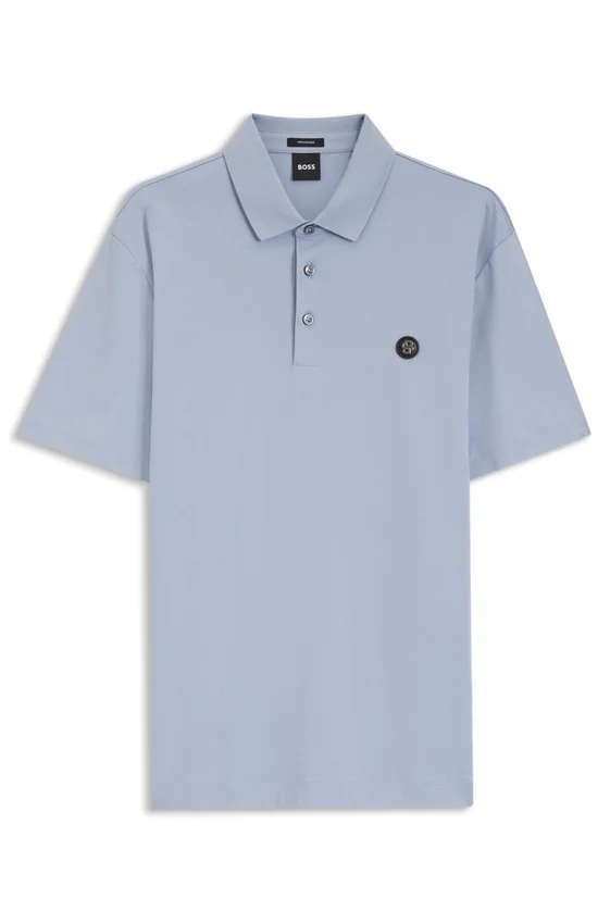 Mercerized-cotton polo shirt with Double B monogram Mercerized-cotton polo shirt with Double B monogram